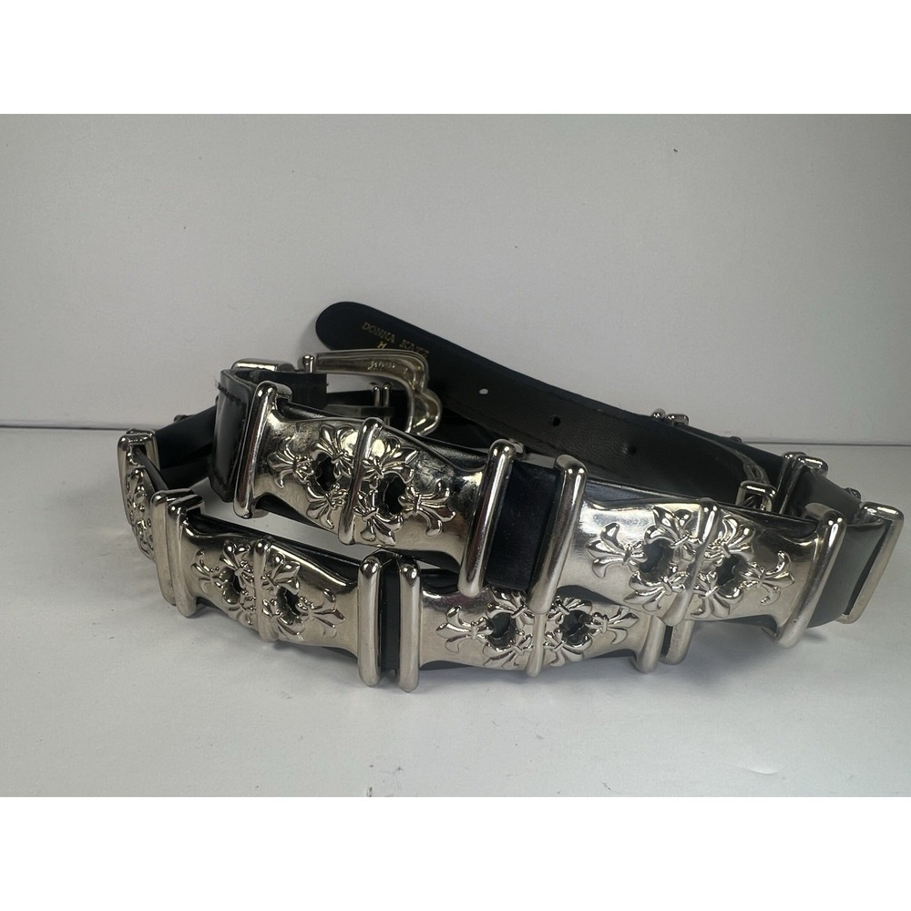 Silver Hardware Belt Black Donna Katz Biker Western Size 4